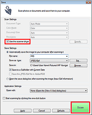 select scanner address scangear tool