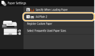 Paper Size and Type Settings